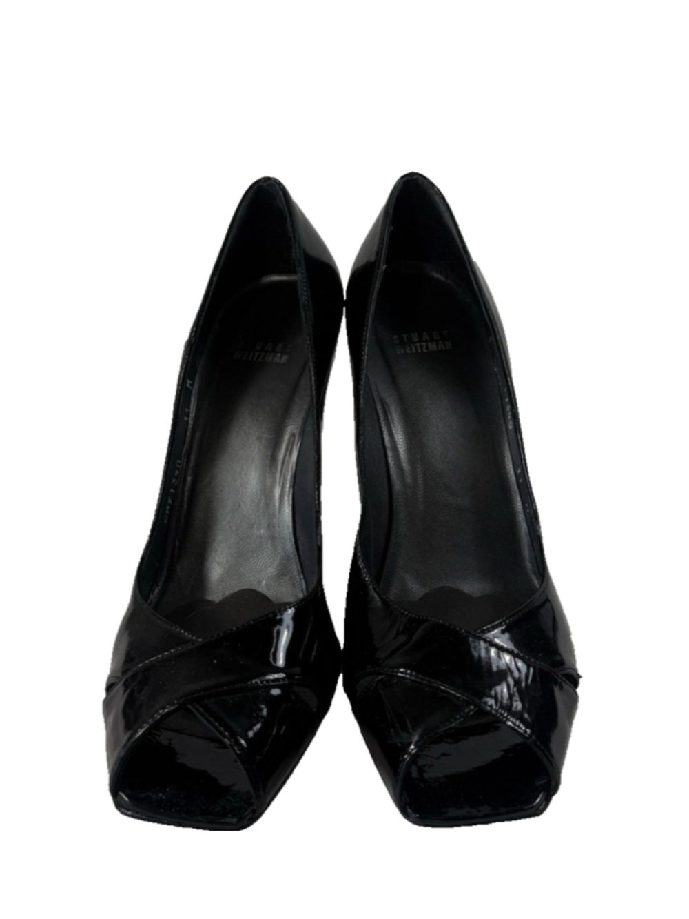 Stuart Weitzman Patent Leather Peep Toe Heels Women's Black Size 11M